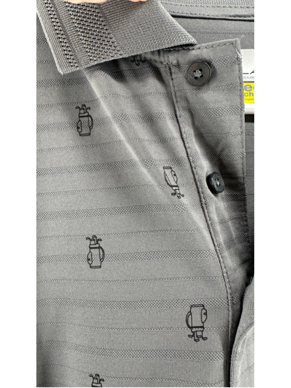 Men's L NICKLAUS Gray GOLF BAG PRINT Polo SS Shirt DRI-FIT Eco Choice Recycled - Picture 6 of 10